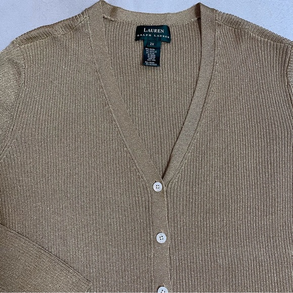 Ralph Lauren Knit Rayon Gold Tank Cardigan Set Size 2X - Picture 14 of 14